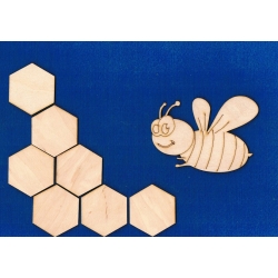 Pszczoła,pszczółka  10x7,5cm  , plastry miodu 7szt , ul, itp. HEKSAGON 4,2cm
